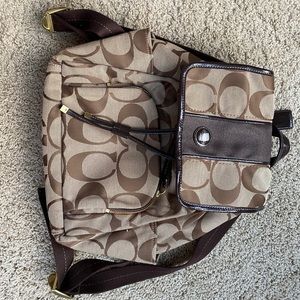 Brown Coach backpack purse
